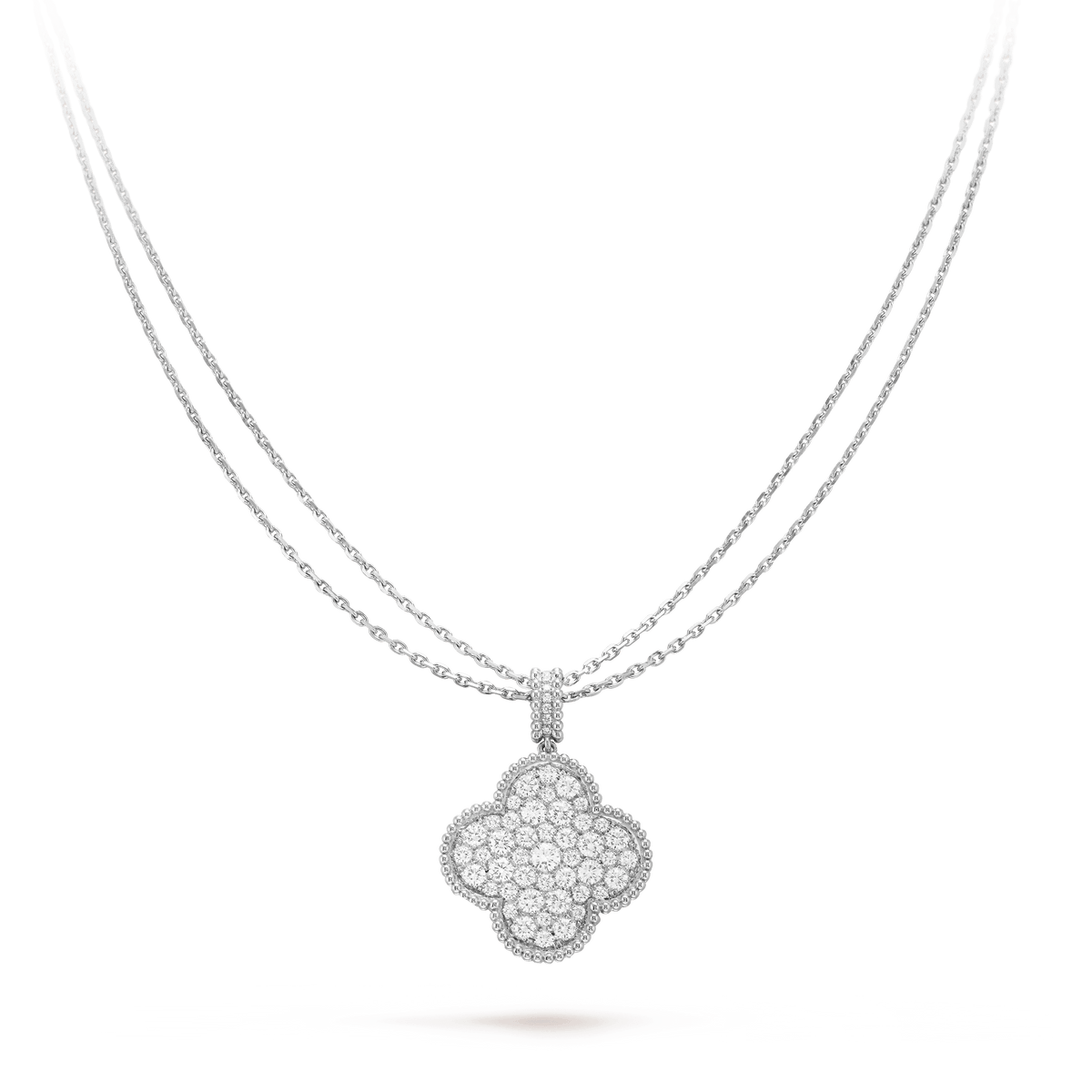 [⭐⭐JeweliWhal]CLOVER 25MM SILVER FULL DIAMOND BIG CLOVER NECKLACE