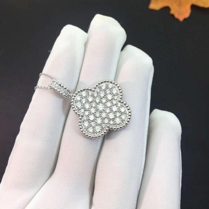 [⭐⭐JeweliWhal]CLOVER 25MM SILVER FULL DIAMOND BIG CLOVER NECKLACE