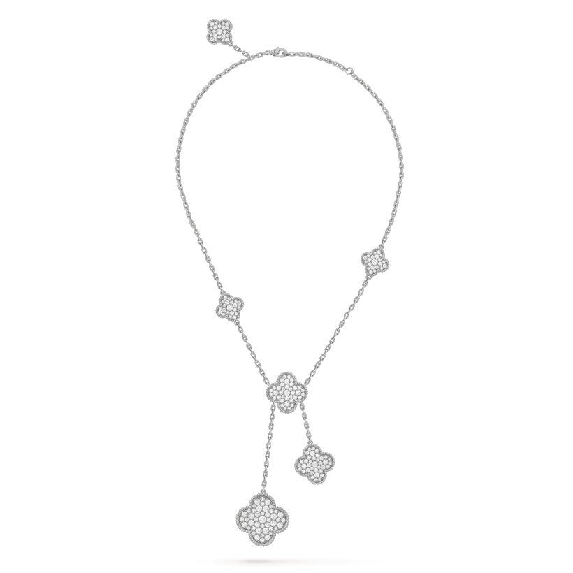 [⭐⭐JeweliWhal]CLOVER 5 MOTIVE SILBER DIAMANT-HALSKETTE