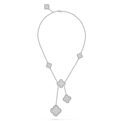 [⭐⭐JeweliWhal]CLOVER 5 MOTIVE SILBER DIAMANT-HALSKETTE