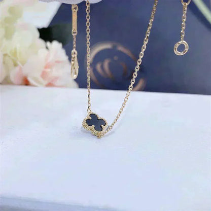 [⭐⭐JeweliWhal]KLEEBLATT-ONYX-ARMBAND MIT EINZELBLÜTE