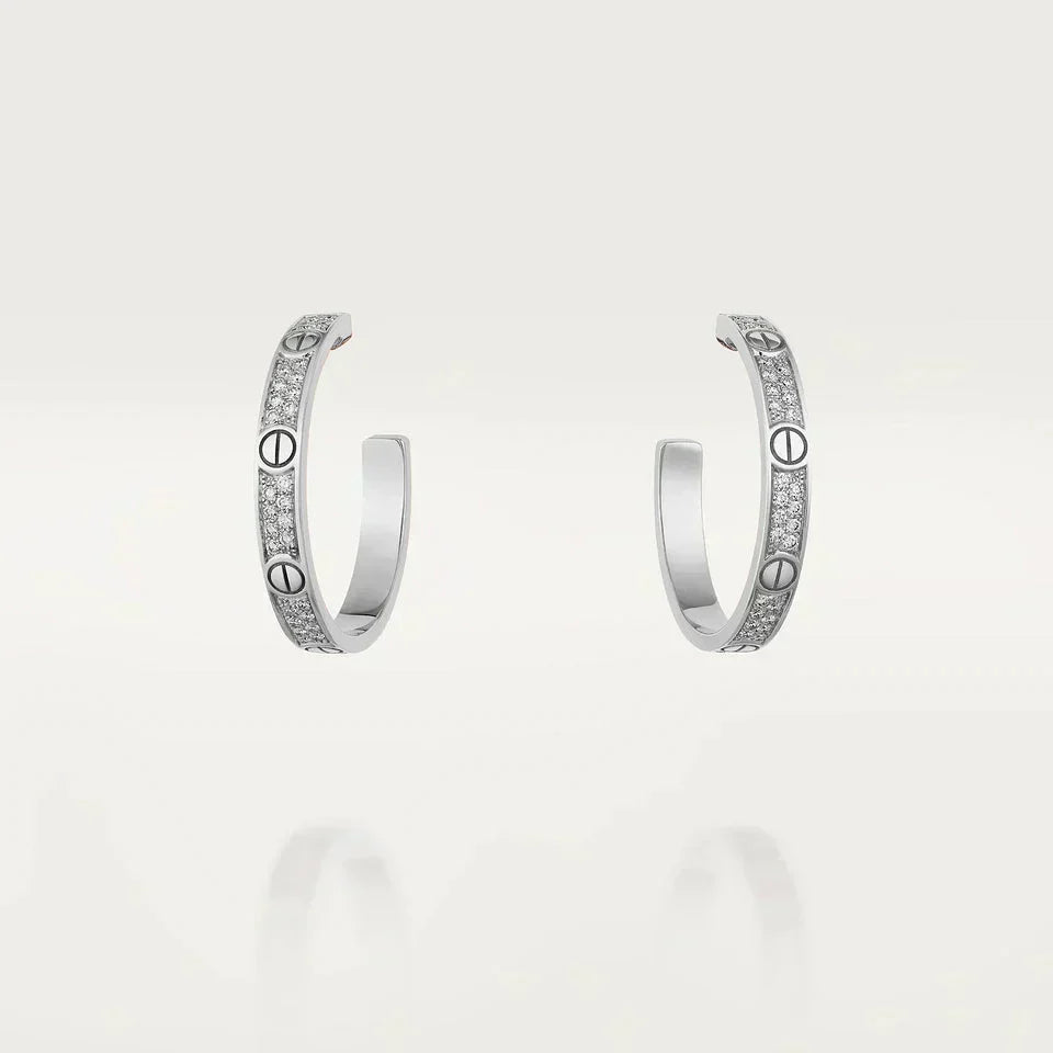 [⭐⭐JeweliWhal]LOVE DIAMOND SILVER HOOP EARRINGS