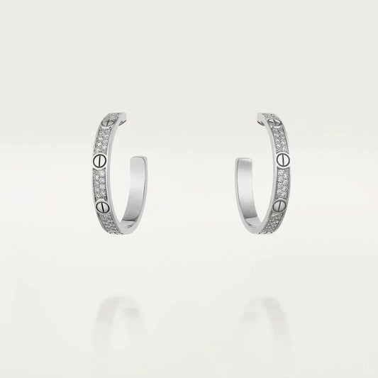 [⭐⭐JeweliWhal]LOVE DIAMOND SILVER HOOP EARRINGS