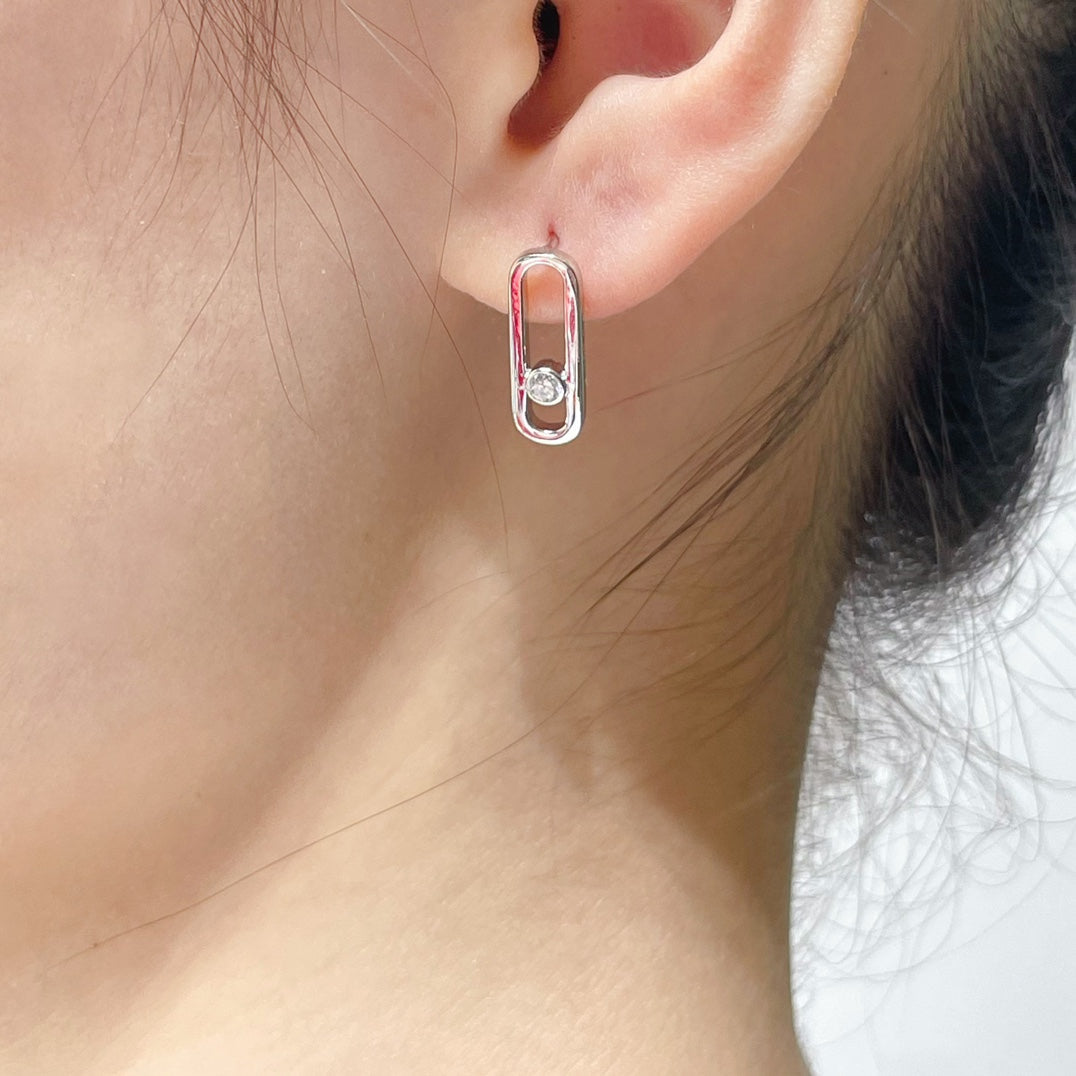 [⭐⭐JeweliWhal]MOVE UNO SMALL 1 DIAMOND EARRINGS