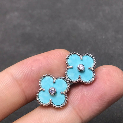 [⭐⭐JeweliWhal]CLOVER 1 DIAMANT BLAUER HIMMEL SILBER OHRRINGE