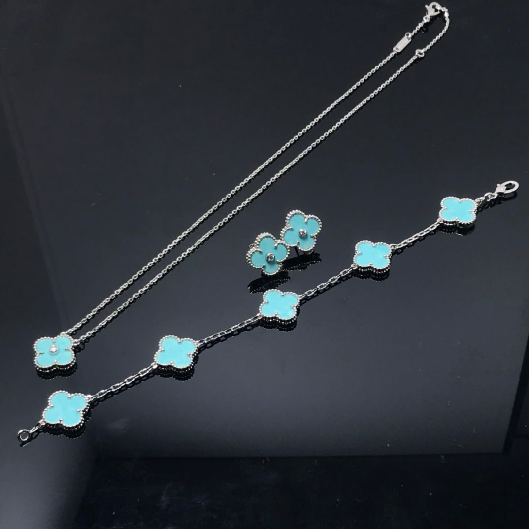 [⭐⭐JeweliWhal]CLOVER 1 DIAMANT BLAUER HIMMEL SILBER OHRRINGE