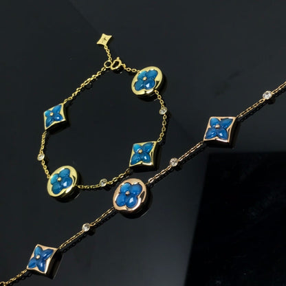 [⭐⭐JeweliWhal]STERN- UND SONNEN-ARMBAND MIT 4 MOTIVEN IN BLAU