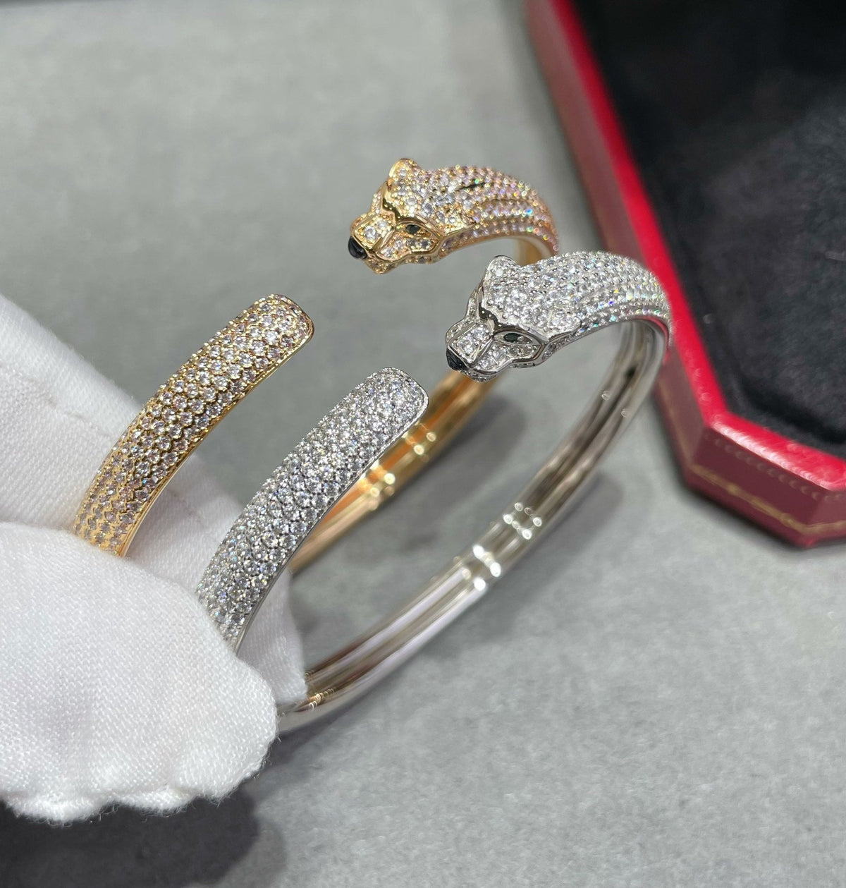 [⭐⭐JeweliWhal]PANTHERE FULL DIAMOND OPEN BRACELET