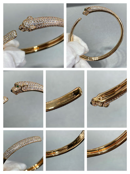 [⭐⭐JeweliWhal]PANTHERE FULL DIAMOND OPEN BRACELET