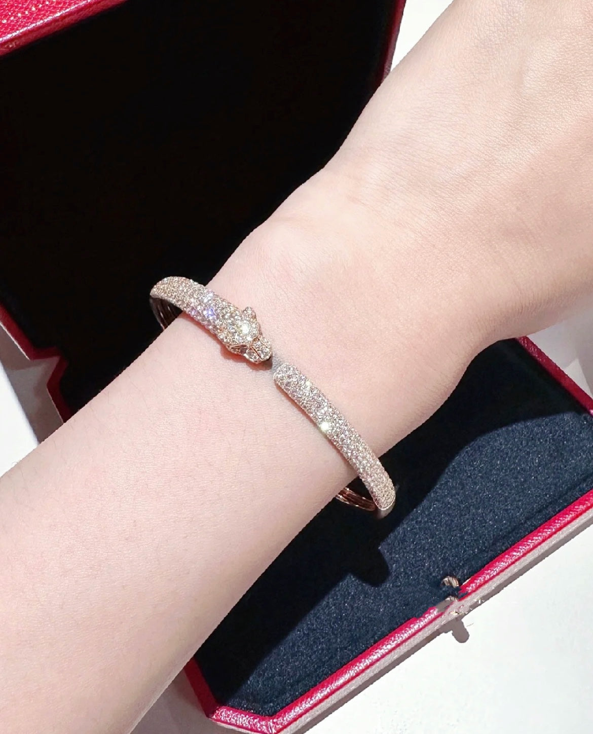 [⭐⭐JeweliWhal]PANTHERE FULL DIAMOND OPEN BRACELET