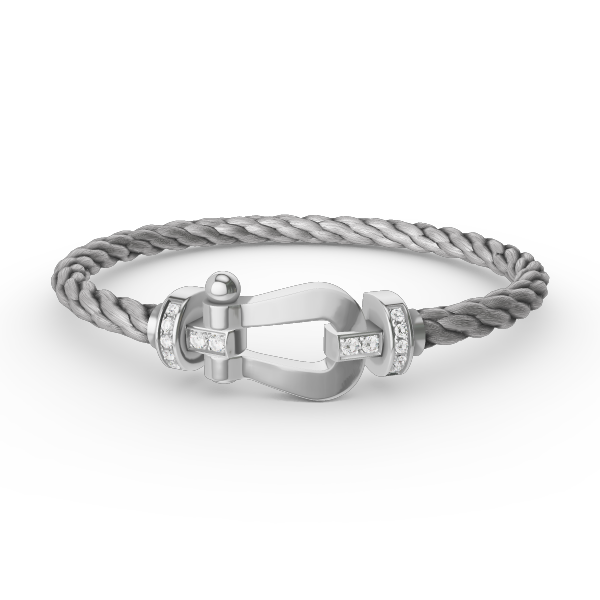 [⭐⭐JeweliWhal]FORCE LARGE HORSESHOE HALF DIAMOND BRACELET SILVER