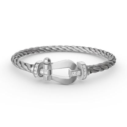 [⭐⭐JeweliWhal]FORCE LARGE HORSESHOE HALF DIAMOND BRACELET SILVER