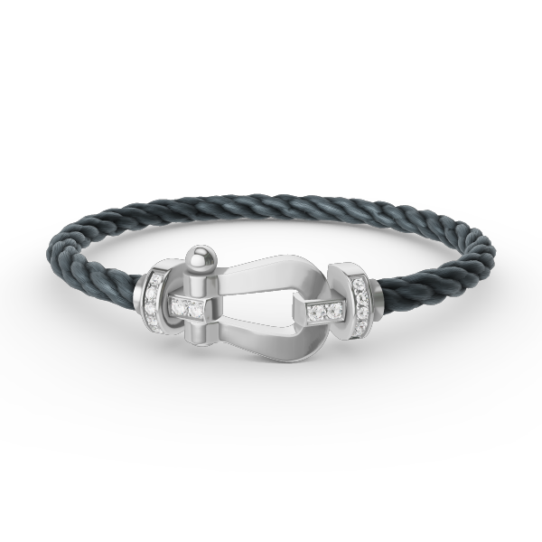 [⭐⭐JeweliWhal]FORCE LARGE HORSESHOE HALF DIAMOND BRACELET SILVER