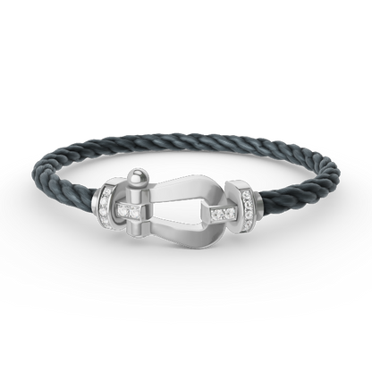 [⭐⭐JeweliWhal]FORCE LARGE HORSESHOE HALF DIAMOND BRACELET SILVER