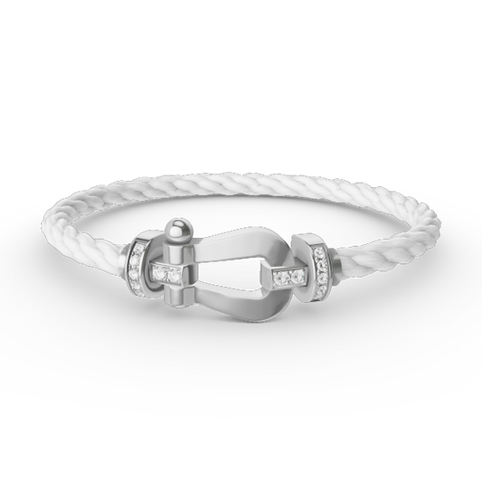 [⭐⭐JeweliWhal]FORCE LARGE HORSESHOE HALF DIAMOND BRACELET SILVER