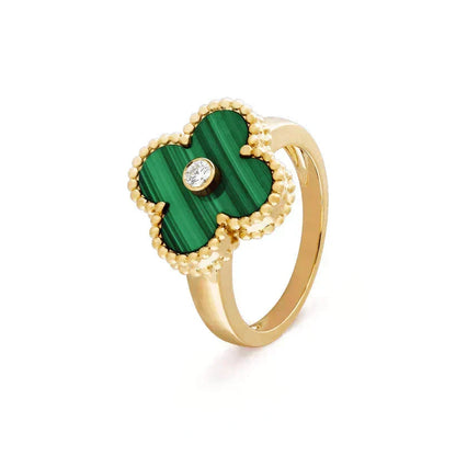 [⭐⭐JeweliWhal]KLEEBLATT MALACHIT RING GOLD DIAMANT