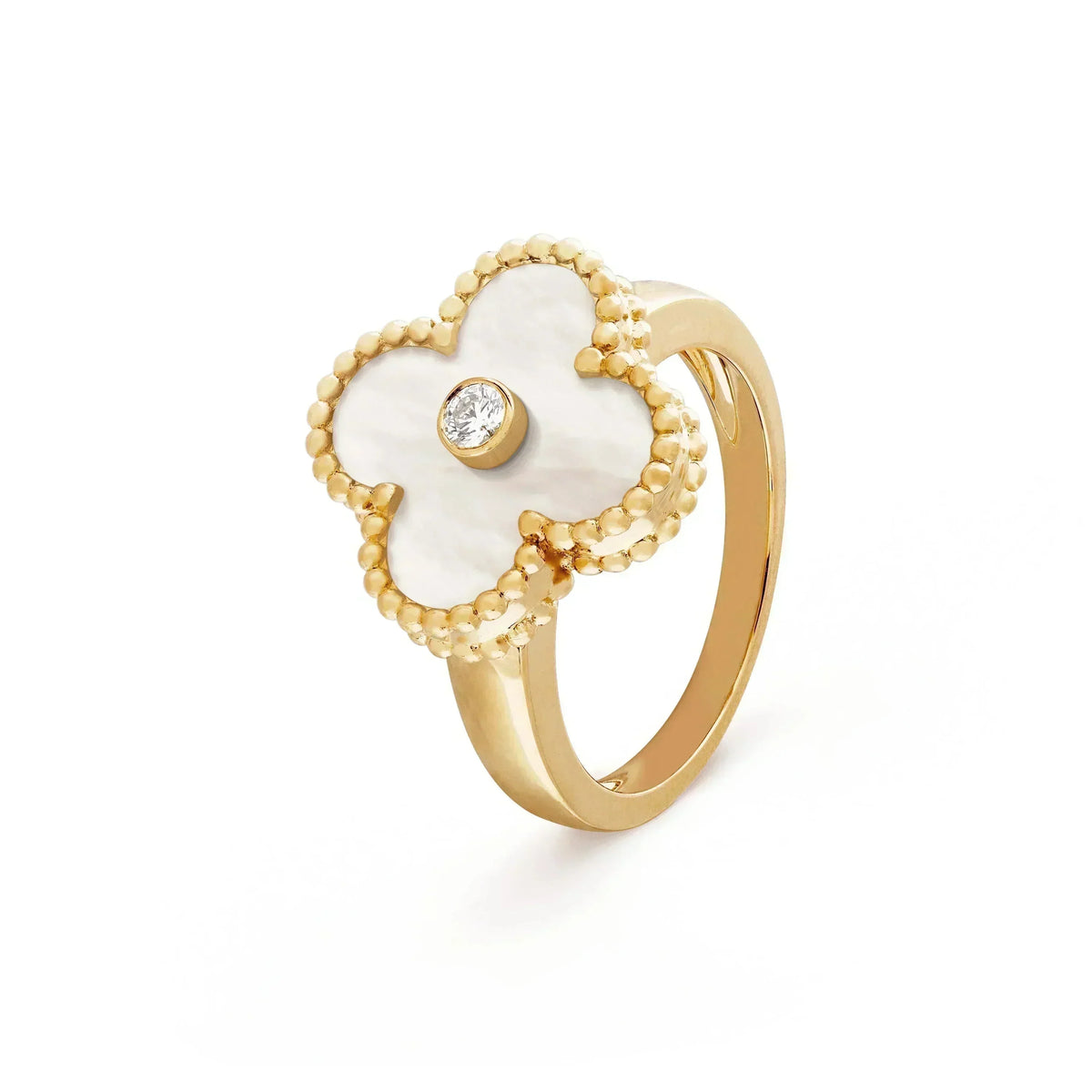 [⭐⭐JeweliWhal]CLOVER PINK MOP RING GOLD DIAMANT