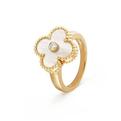 [⭐⭐JeweliWhal]CLOVER PINK MOP RING GOLD DIAMANT