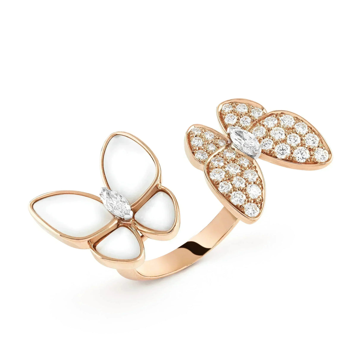 [⭐⭐JeweliWhal]TWIN BUTTERFLY DIAMOND MOP RING