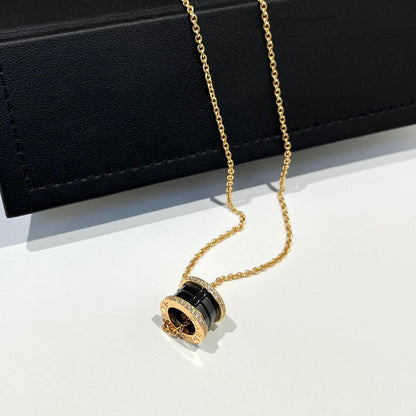 [⭐⭐JeweliWhal]ZERO 1 BLACK CERAMIC DIAMOND PINK GOLD NECKLACE